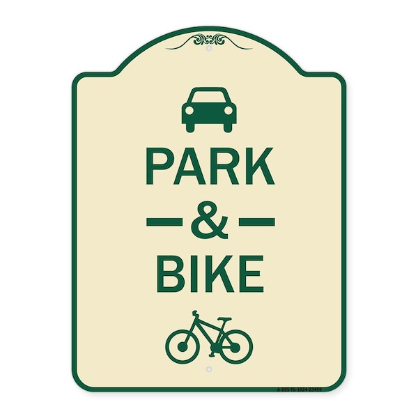 Signmission Park & Ride With Bicycle Graphic Heavy-Gauge Aluminum Architectural Sign, 24" x 18", TG-1824-23499 A-DES-TG-1824-23499 - main